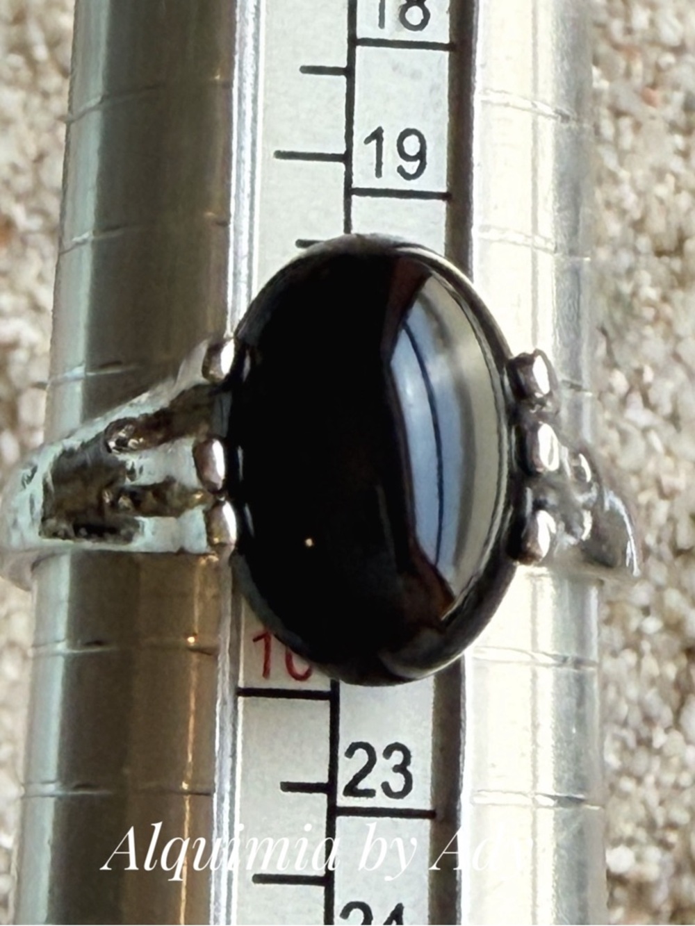 Silver Black turquoise Oval Ring